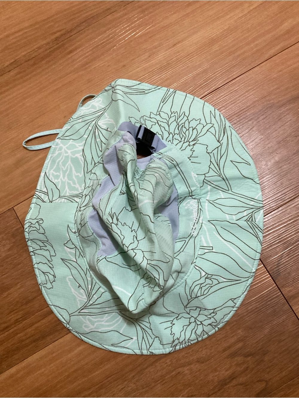 Columbia Mint Green Bucket Hat with Light Pink Floral Accents